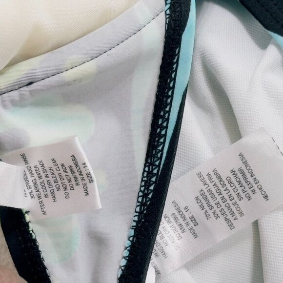 OCEAN DREAM COLLECTION Women's Nylon 2 Piece Blue Green Built-In Bra Size 14 - Picture 7 of 10